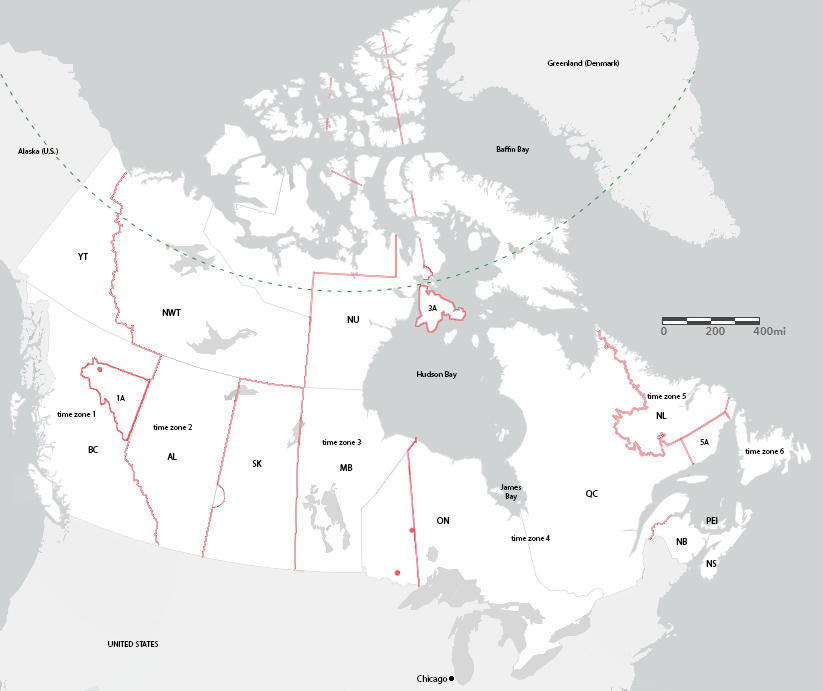 Canada with time zones